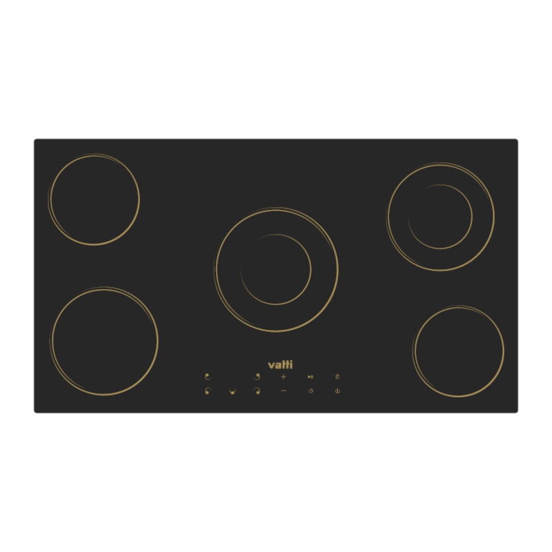 Vatti Chinabest ER5902T Electric Cooktop, thermomate 900mm 36 Inch Built-in Radiant Electric Stove Top, 240V Ceramic Electric Stove with 5 Burners, 9 Heating Level, Timer & Kid Safety Lock, Sensor Touch Control