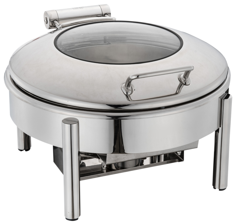 NEW EXQUISITE CHAFING DISH (DAMPING HINGED MECHANISM) 6L round buffet dish
