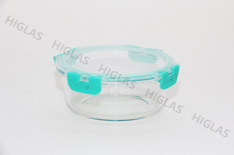 0.95l/0.6l/0.4lround Borsilicate Glass Food Container With Ms Pp Lid