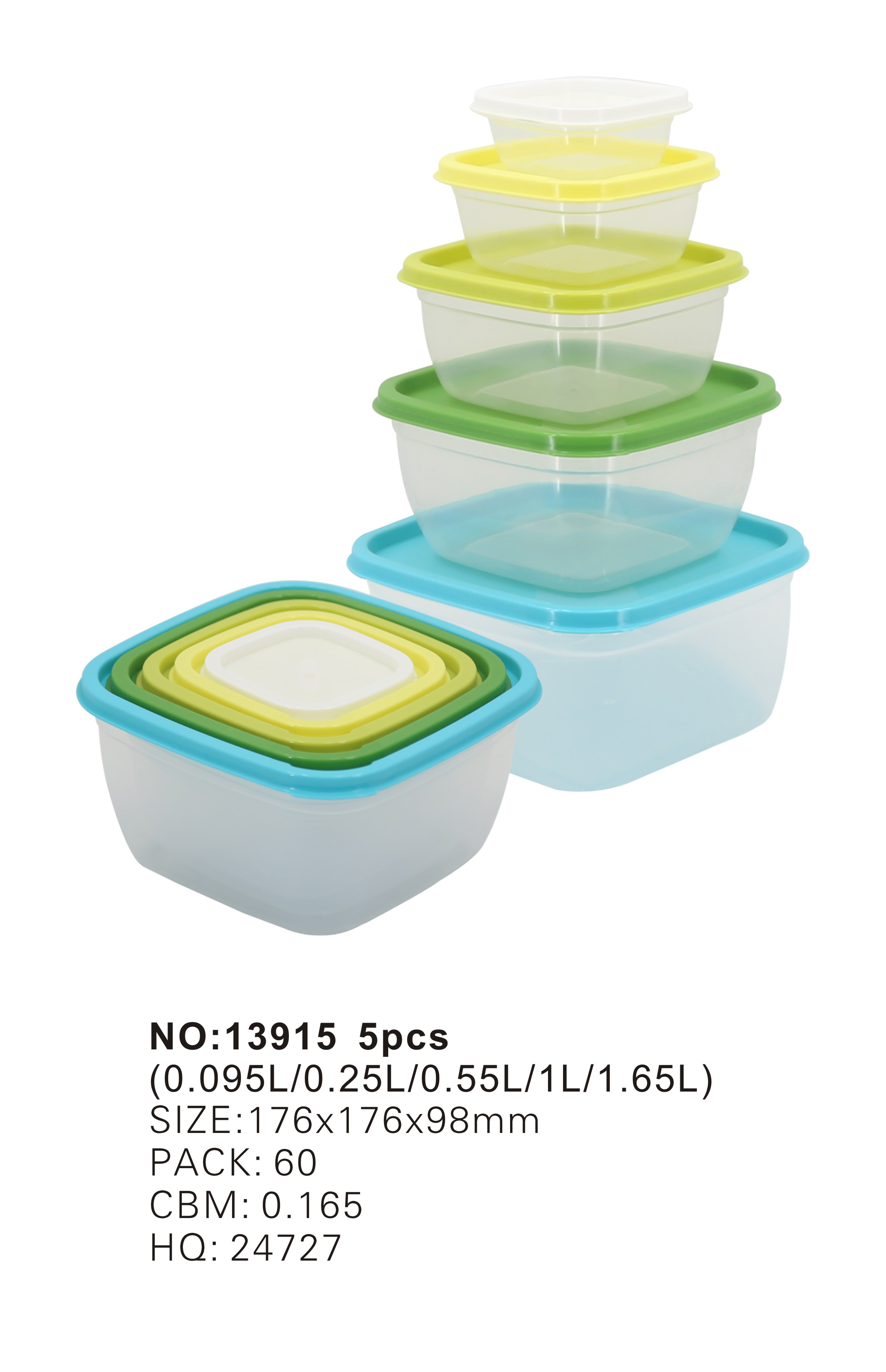 Food containers 5pcs set(0.095L/0.25L/0.55L/1L/1.65L)