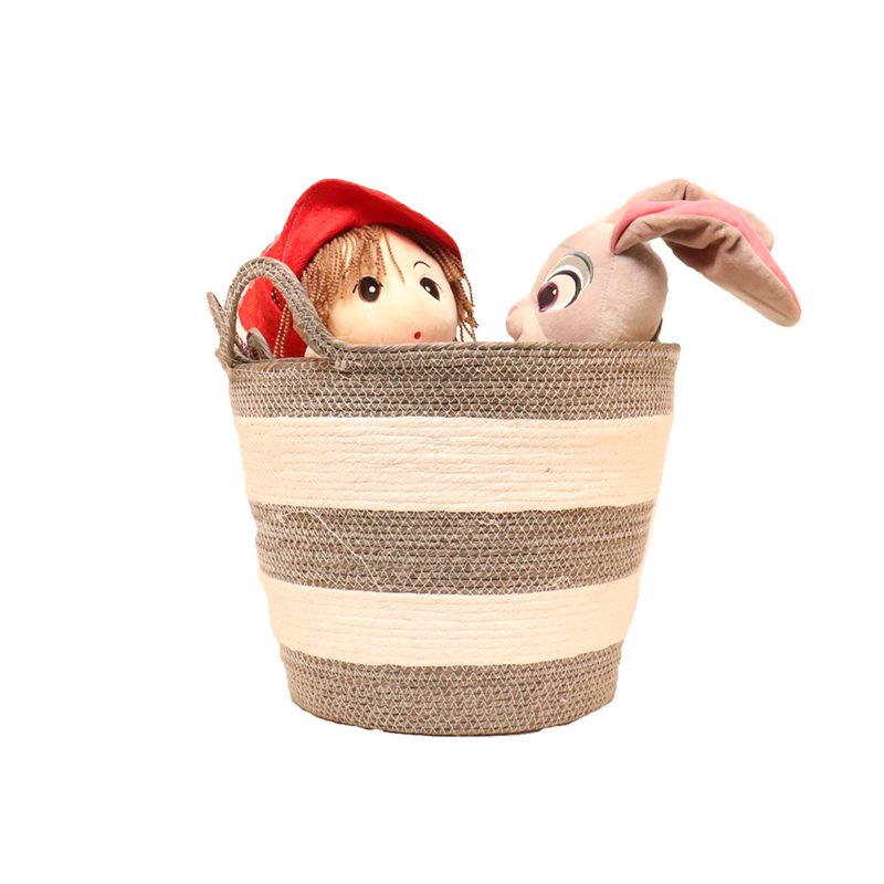 Paper rope Woven Storage Basket with Handles Toy Clothes Towels Blanket Basket Home Decor
