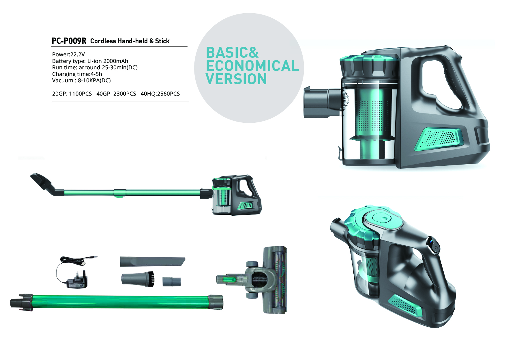 Cordless handheld vacuum cleaner PC-P009R