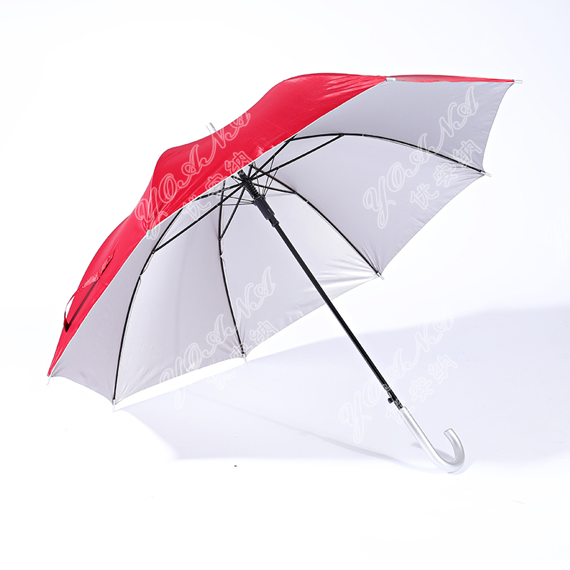 9035547S straight auto open polyester solid silver coating umbrella
