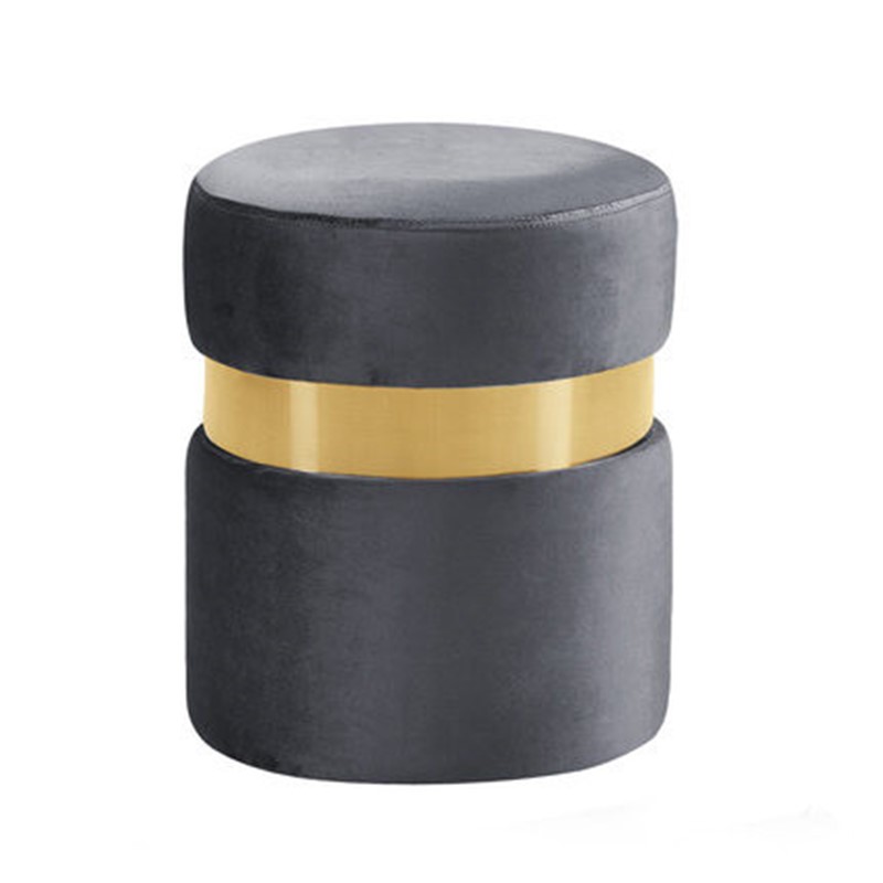 Modern Velvet Metal ring Round Footstool