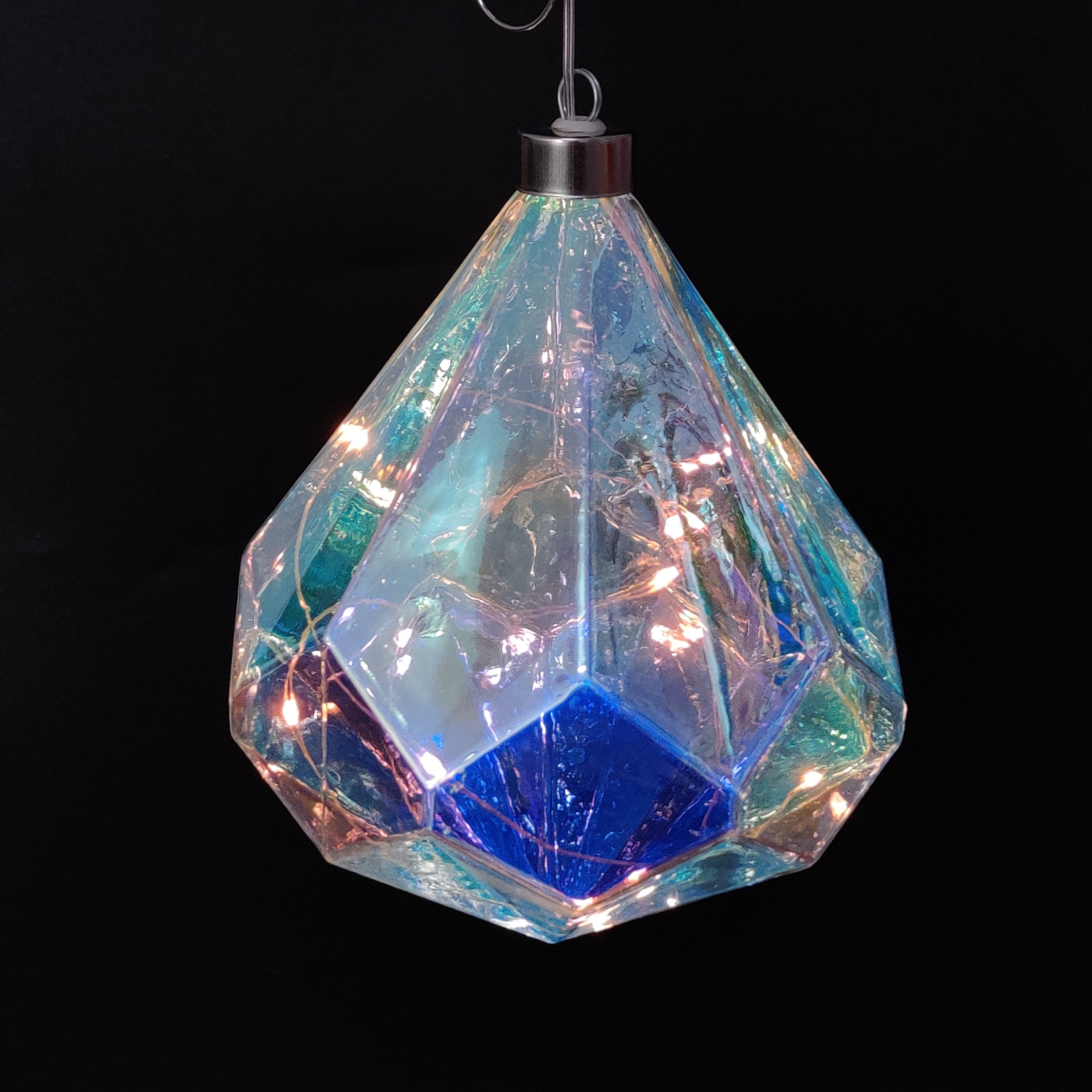 Rainbow Glass LED Hanging Ball | Holiday Tree Decor Gift
