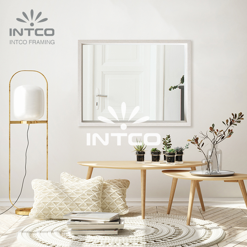 White Wood Grain Functional Mirror