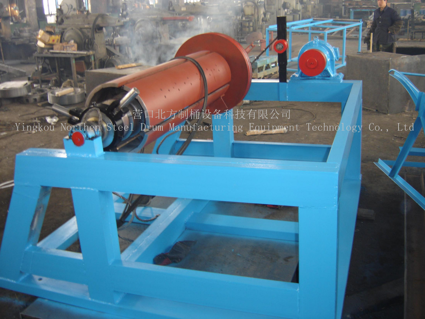 Low-speed steel drum production line