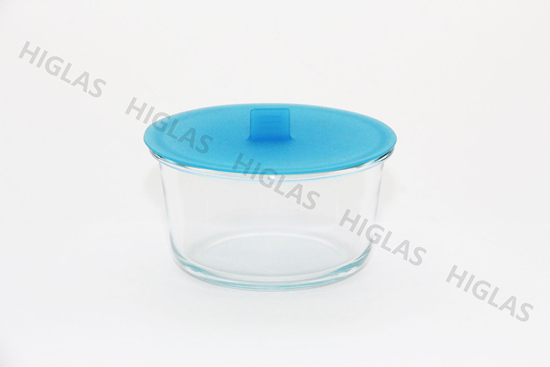 0.6l Round Borosilicate Glass Container With Silicone Lid