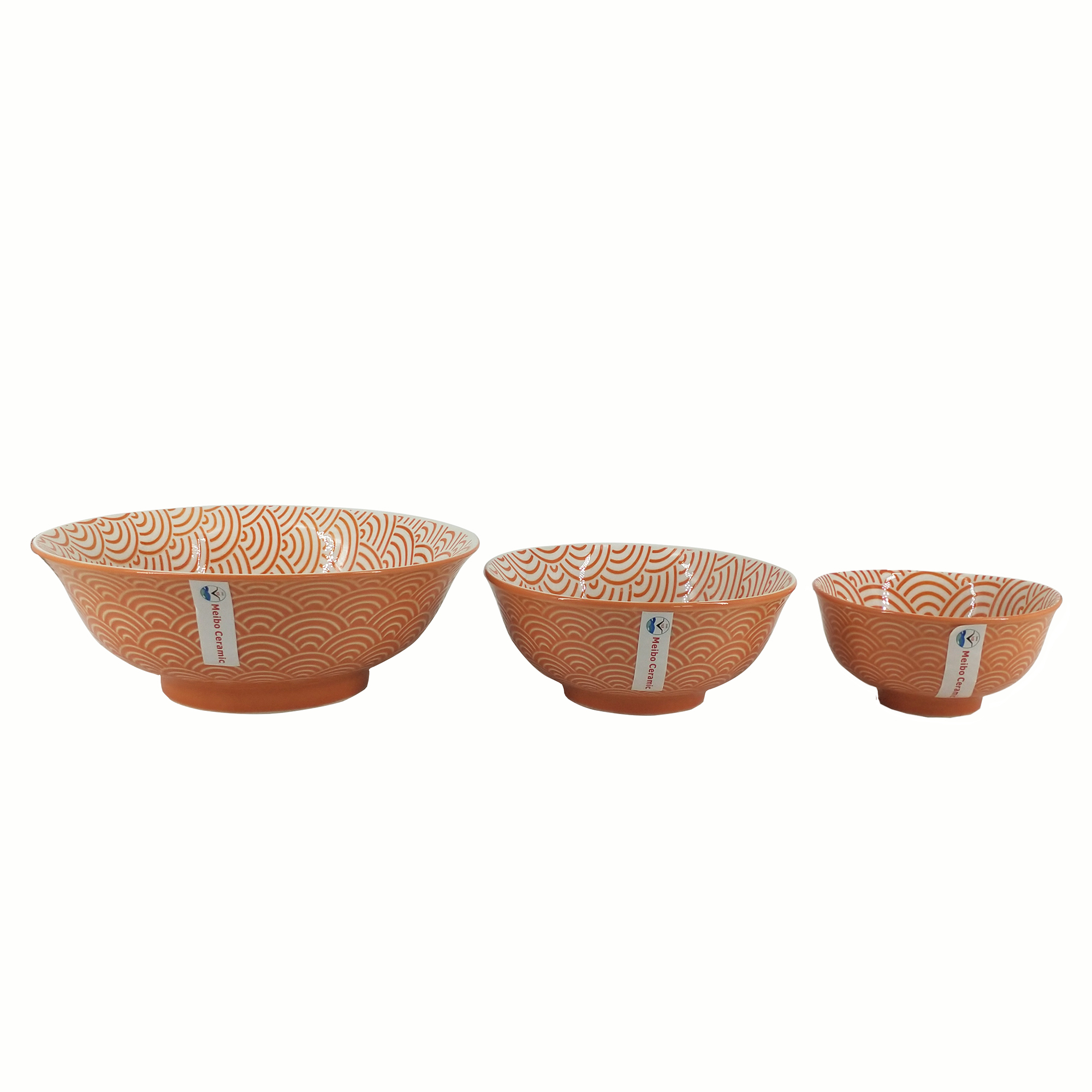 White porcelain double-sided printing bowl set