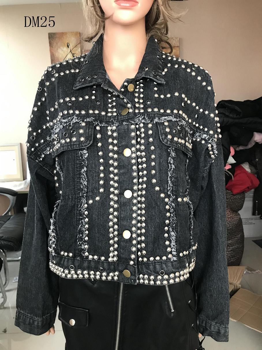 Ladies Print Embroidered Beaded Denim Jacket