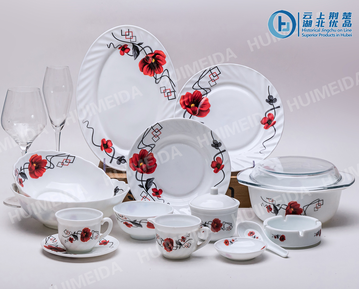 Opal Glassware Opal Glass Dinner Set Glassware-58pcs Press
