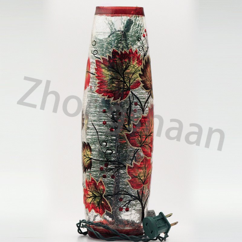 Hand Painted Harvest Hurricane Glass