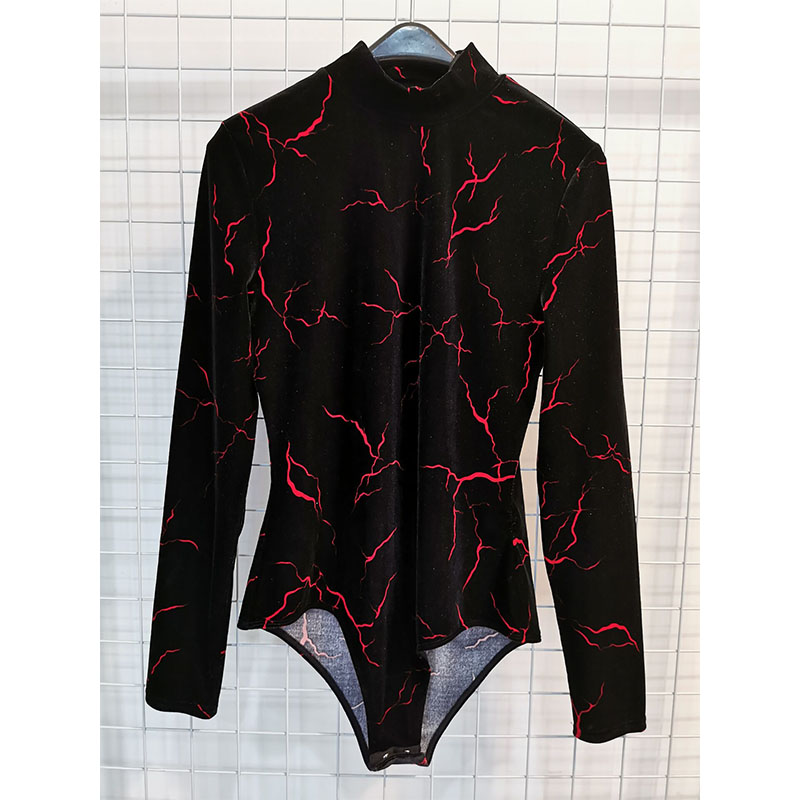 Ladies' velour print bodysuit