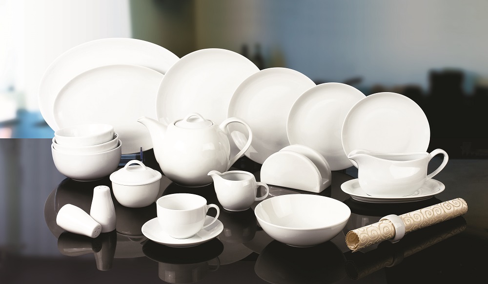 Porcelain plain white coupe/square tableware