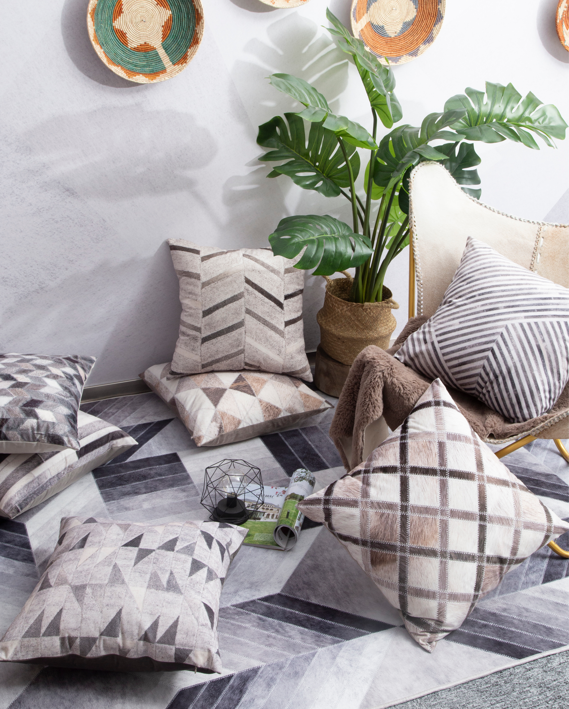 Cowhide Velvet Printed Pillow