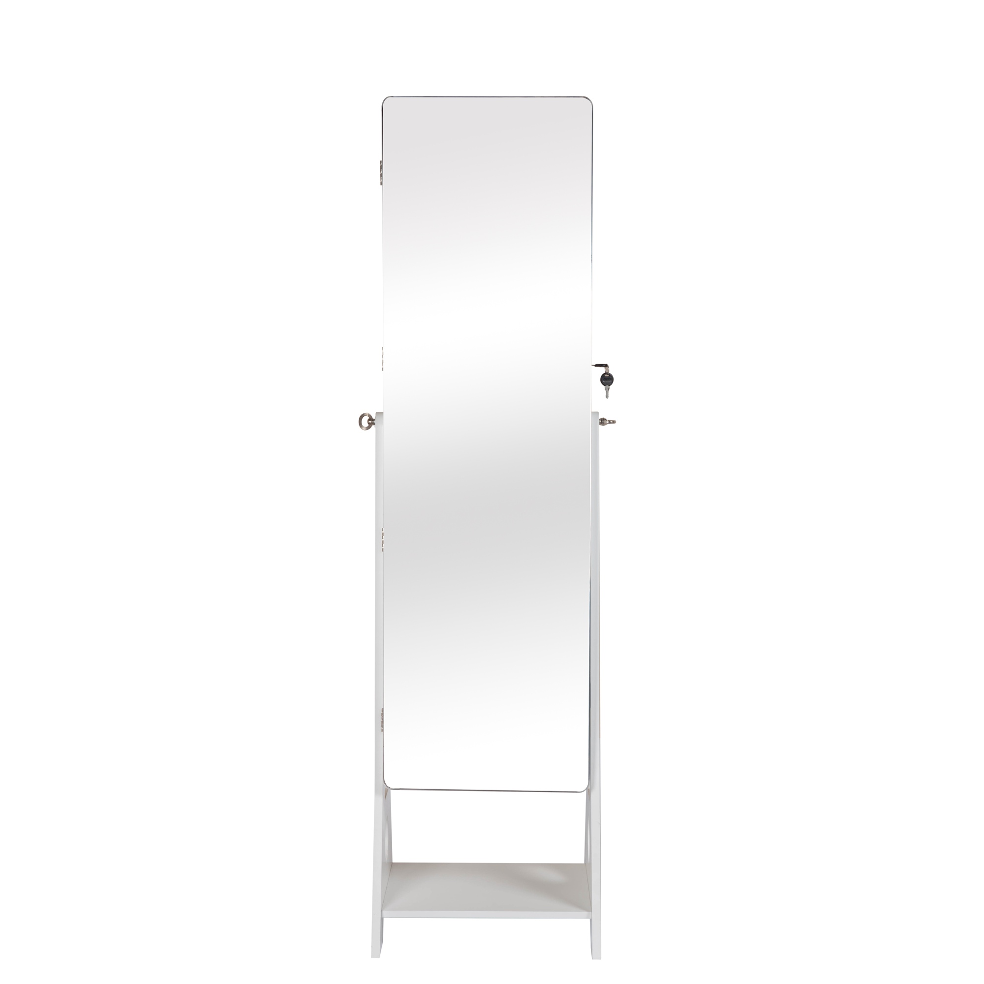 360 degrees rotating simple mirrored jewelry cabinet