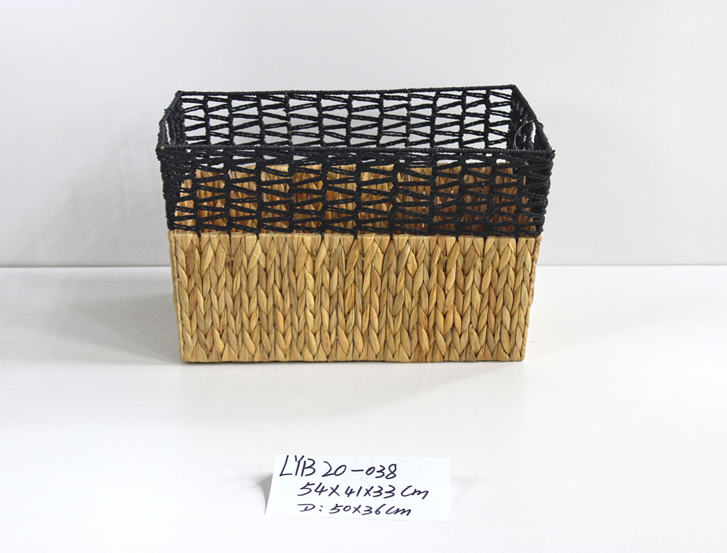 Rectangle Calabash paper rope woven storage basket