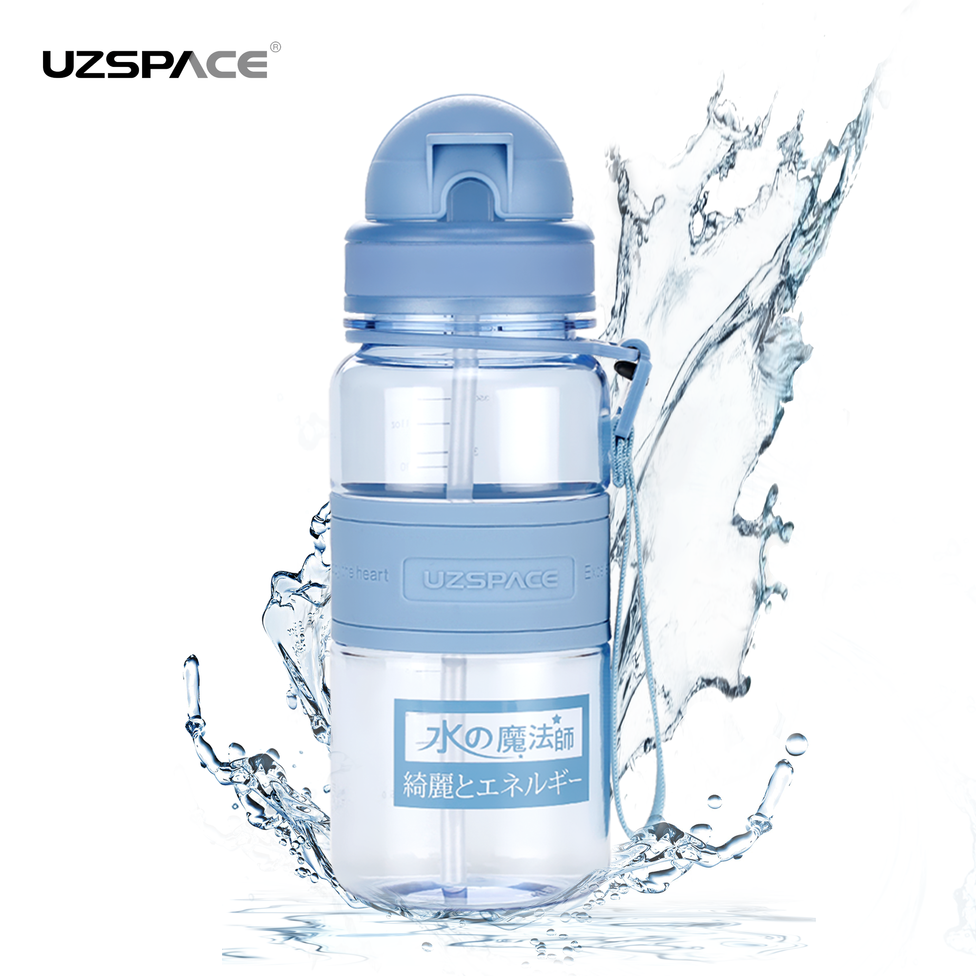 UZSPACE 350ml Tritan BPA free No Smell Leakproof Plastic Water Bottle with straw