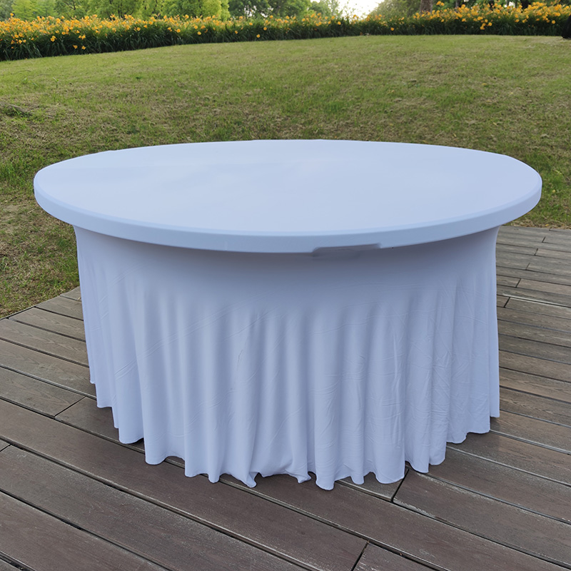 Wholesale round pleated spandex table cloth stretch table skirt for wedding