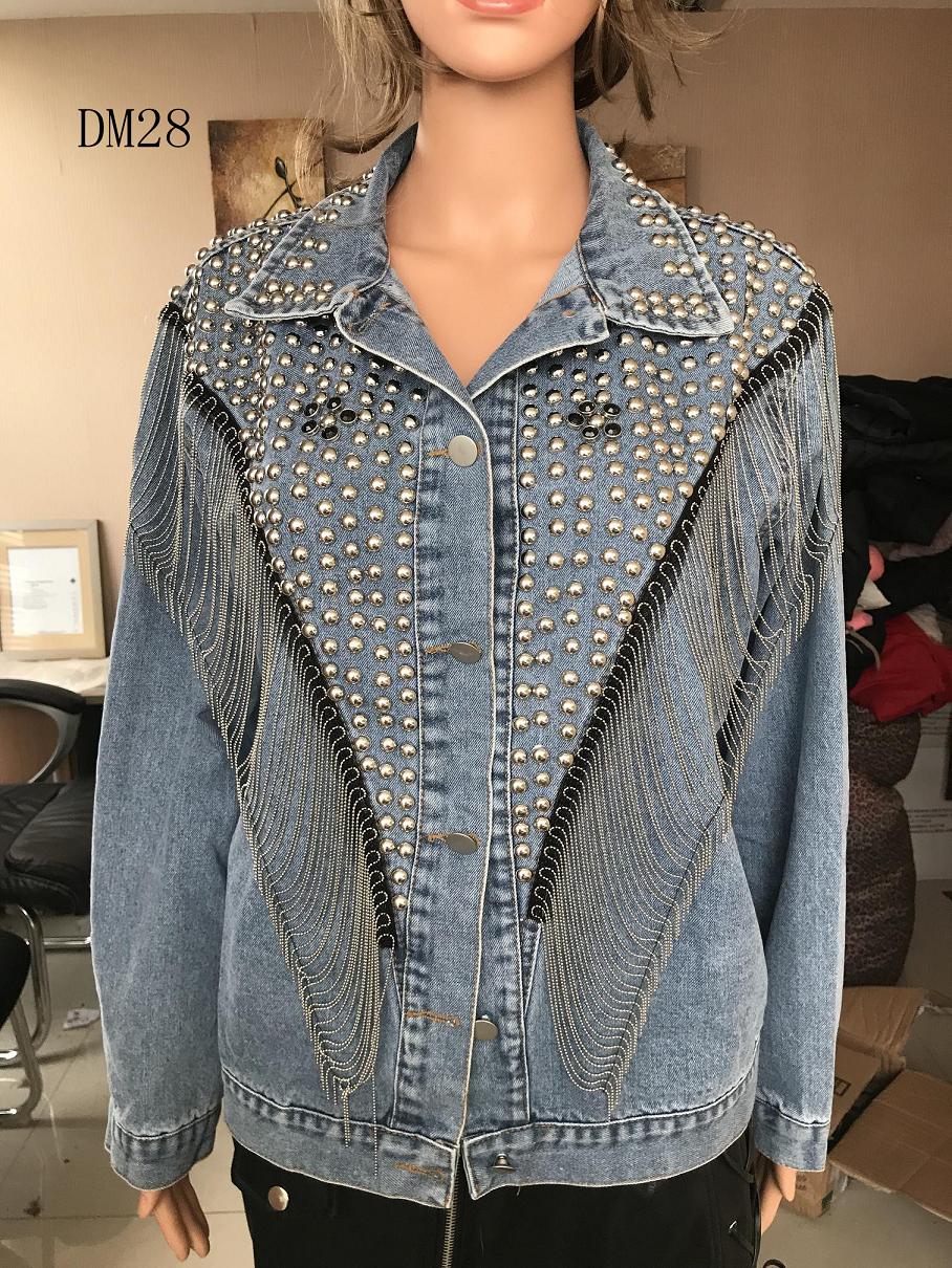 Ladies Print Embroidered Beaded Denim Jacket