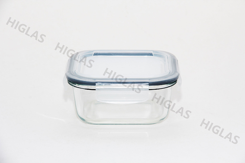1.1l/0.75l/0.45l/0.3l Square Borosilicate Glass Food Container With Matt Pp Lid
