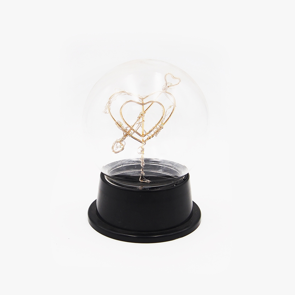 LED Globe With Plastic Base Double Heart Inside