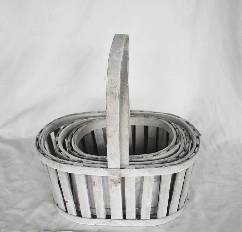 Kingwillow rectangle handwoven basket flower basket with handle for decoration stock