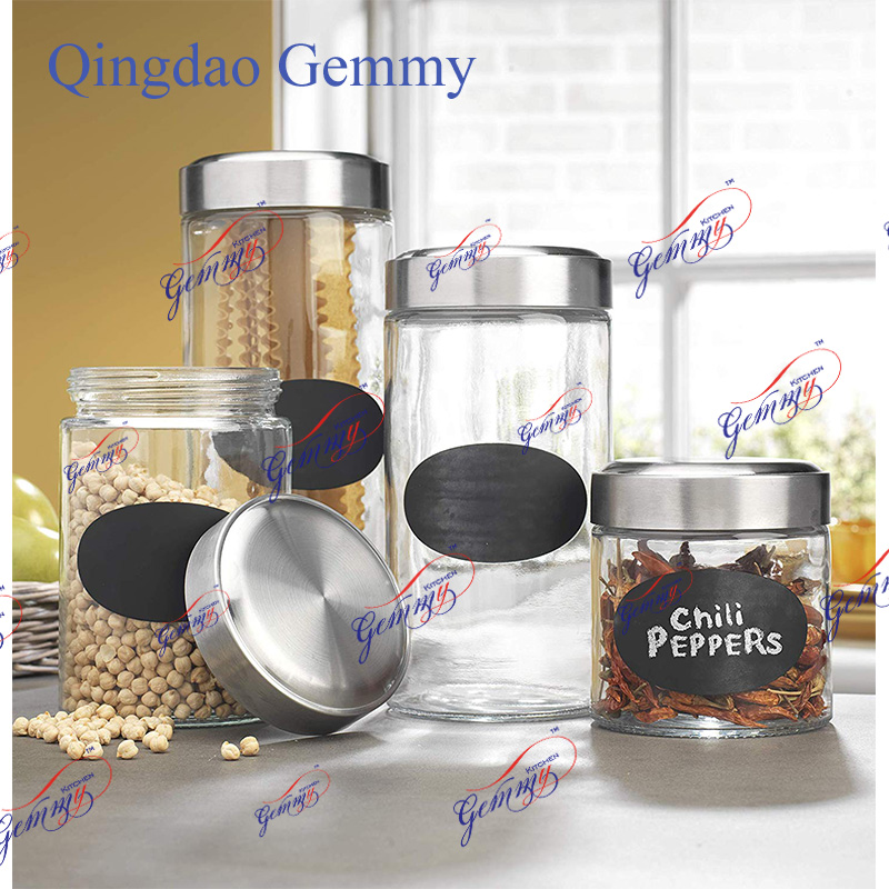 Storage Jar- S/4 Glass canisters, Air-tight jars, Metal Lids