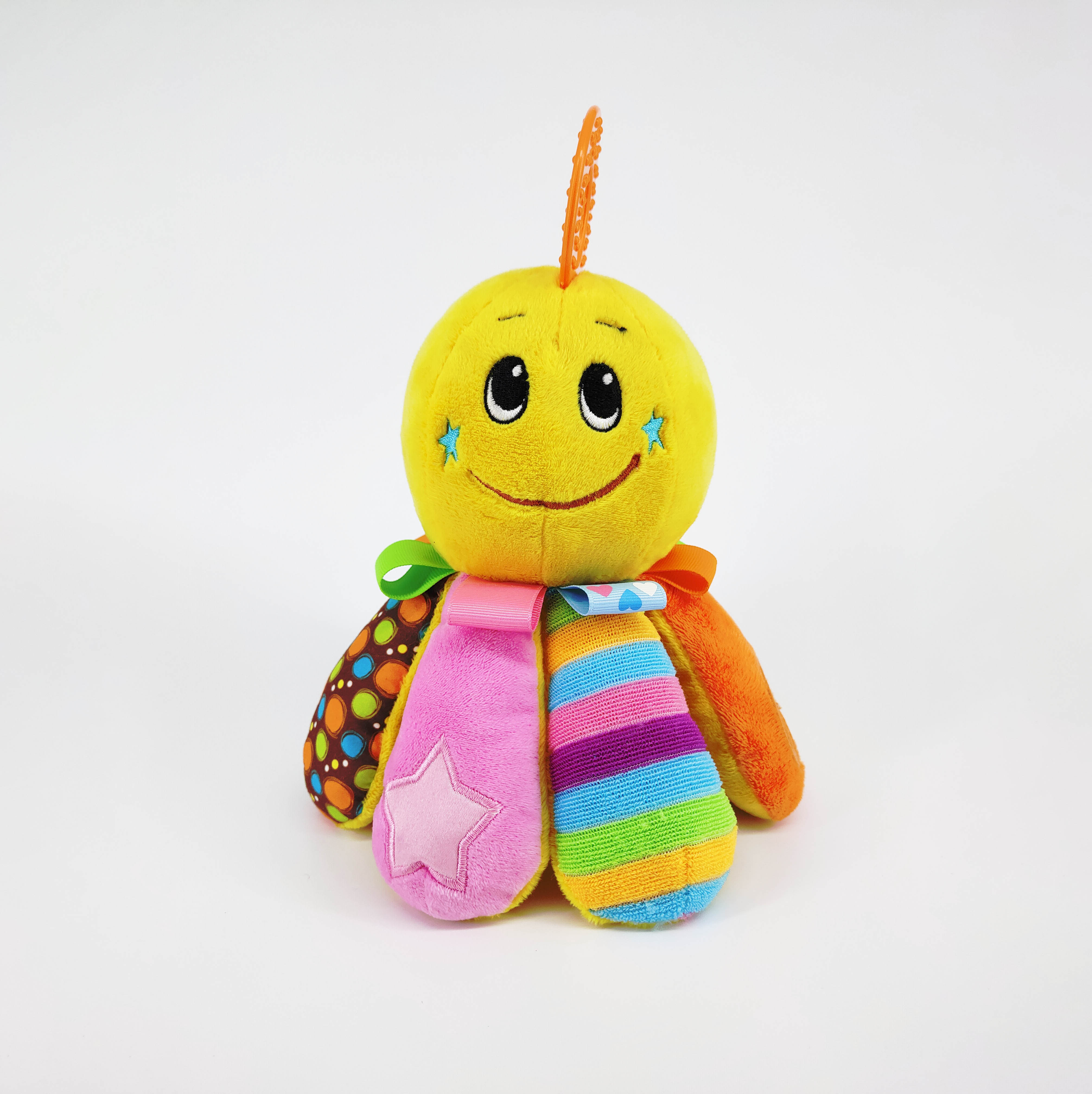 Activity octopus with rattle,squeaker, teether, plastic beads and mirror