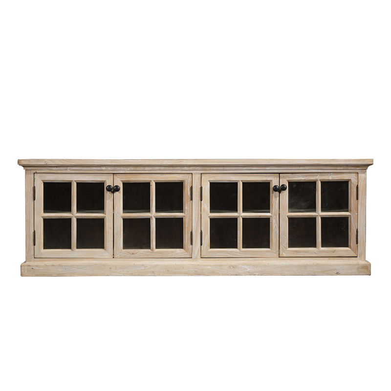 recycled elm wood white wash TV cabinet