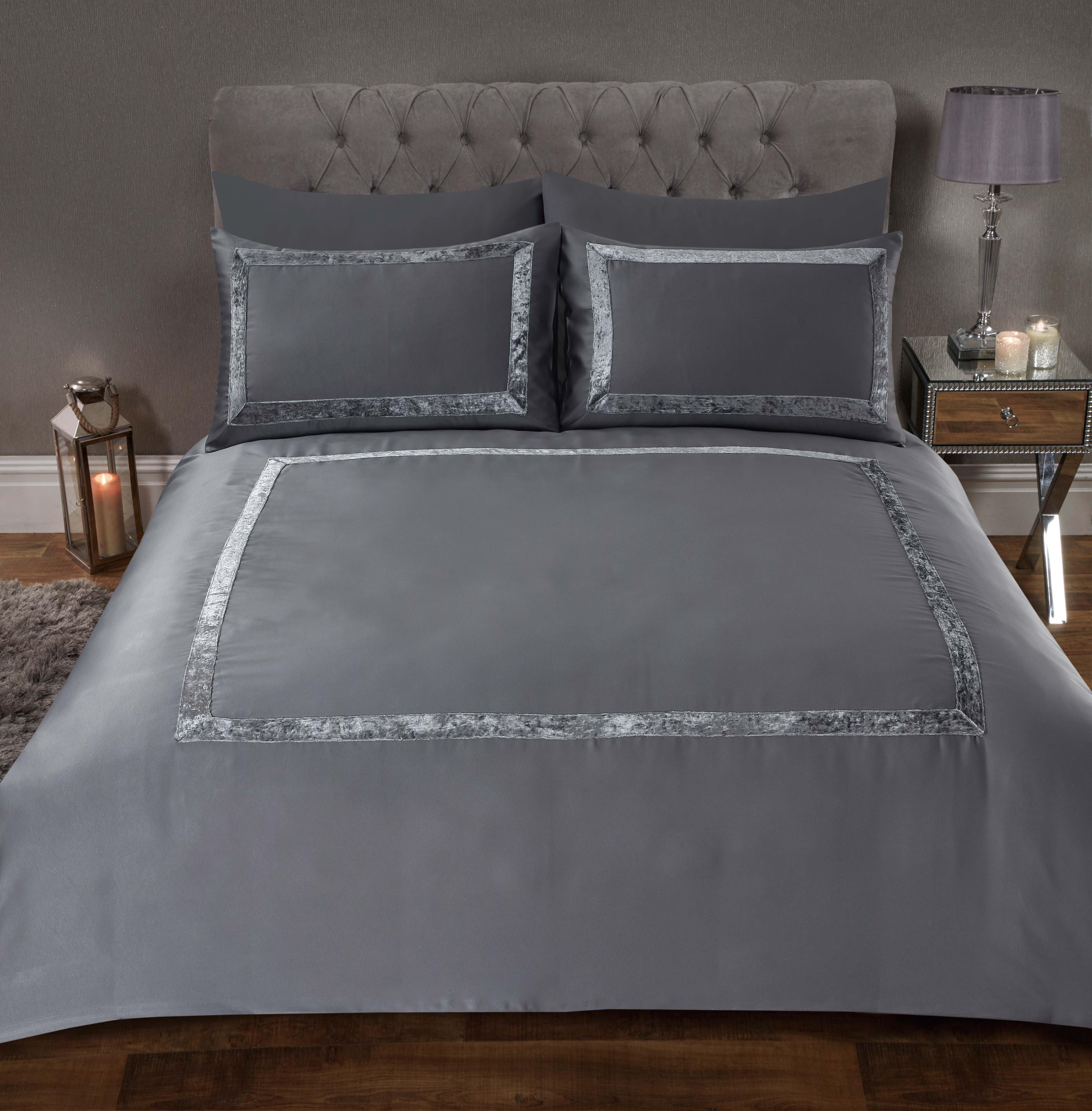 satin velvet border duvet cover set