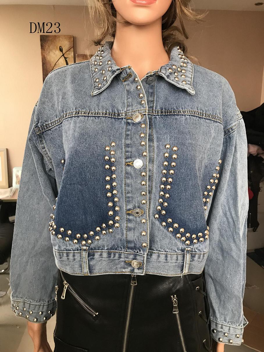 Ladies Print Embrodiered Beaded Denim Jacket