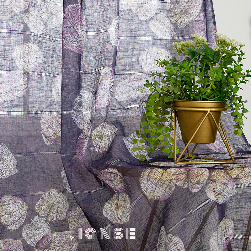 CURTAIN A3815 Purple curtain flower fruit printing fabric light curtain for living room window covering