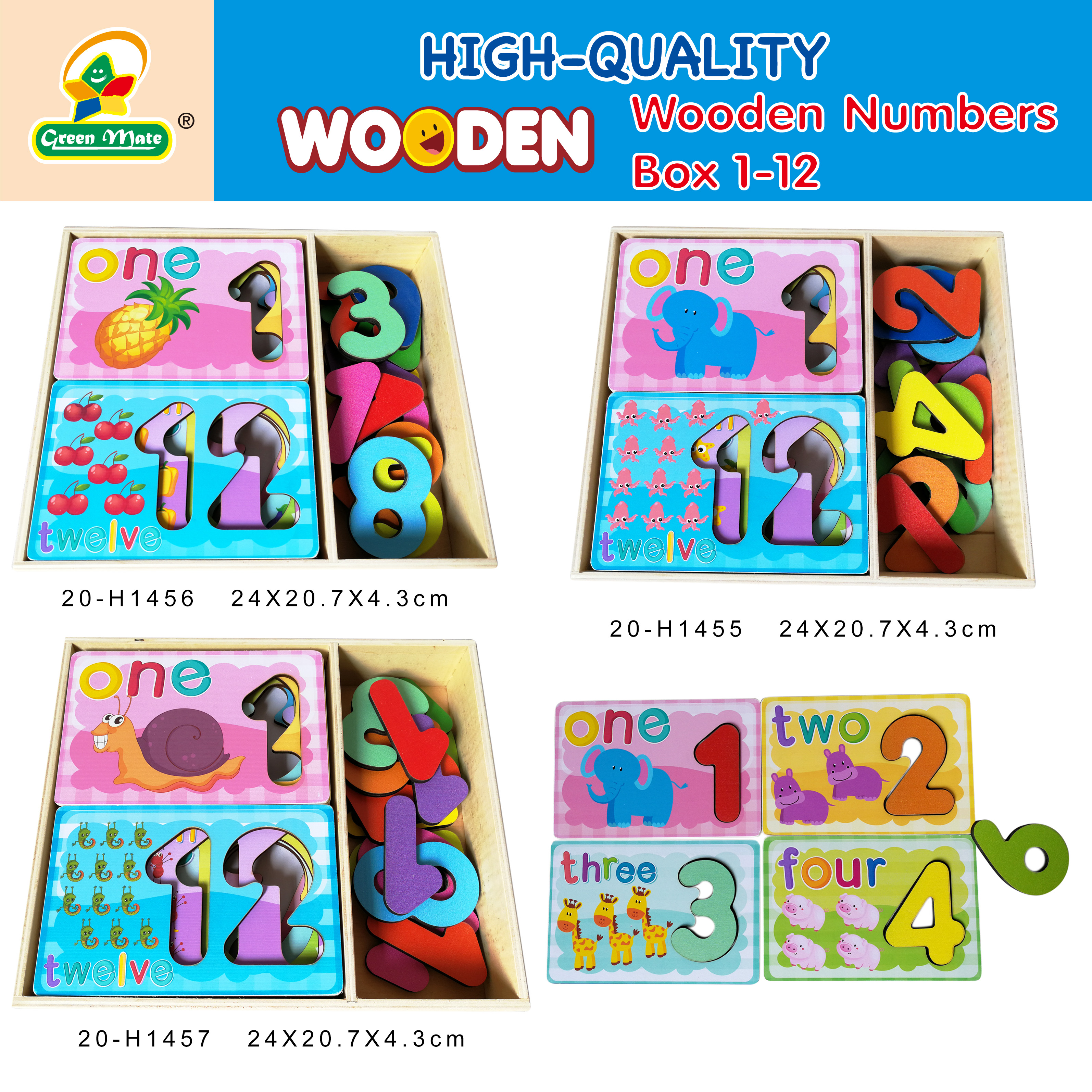 Wooden Numbers Box1-12