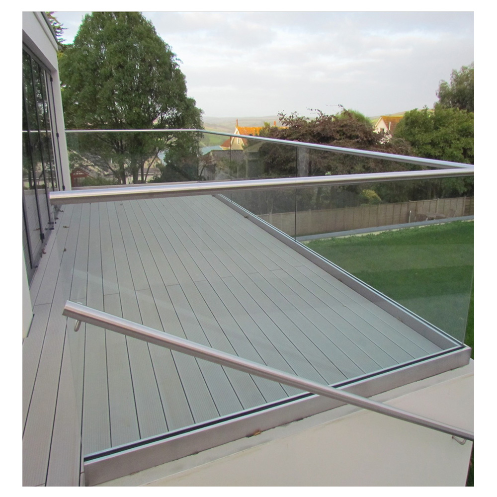 Hot sale semi frameless modern durable aluminium glass terrace railing designs