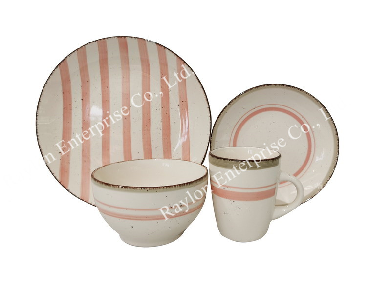 16pcs handpainted earthenware dinnerset with speckle