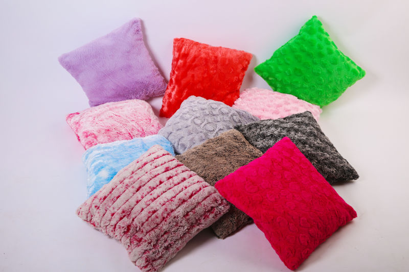 Stock Faux Fur Pv Fur Embossed Cushion Pillow With Filling