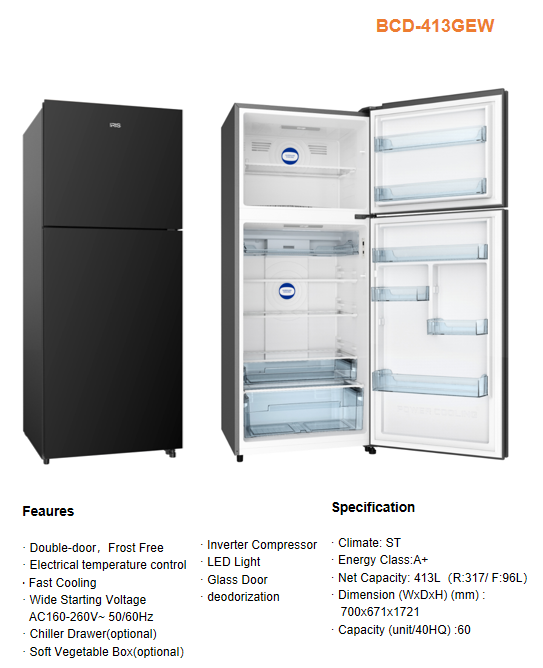 Double door refrigerator complete product or CKD goods supply