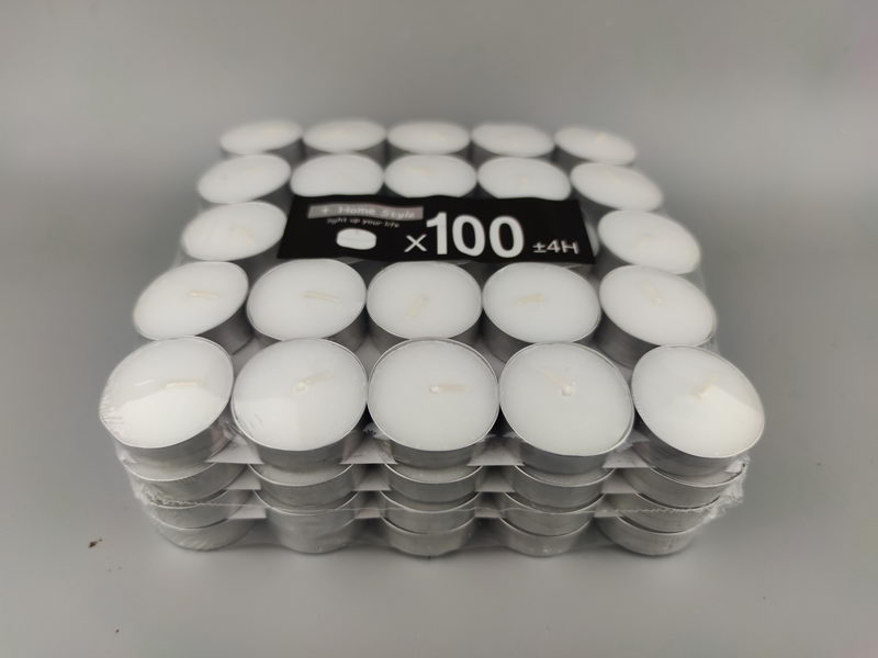 S/100 white tealights in aluminium cup