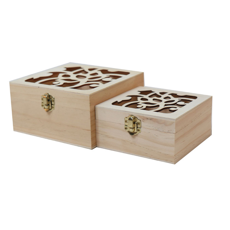 Unfinished Wood Treasure Chest Unfinished Wood Box Wooden Jewelry Boxes with Lid Handmade Solid Wood Storage Box