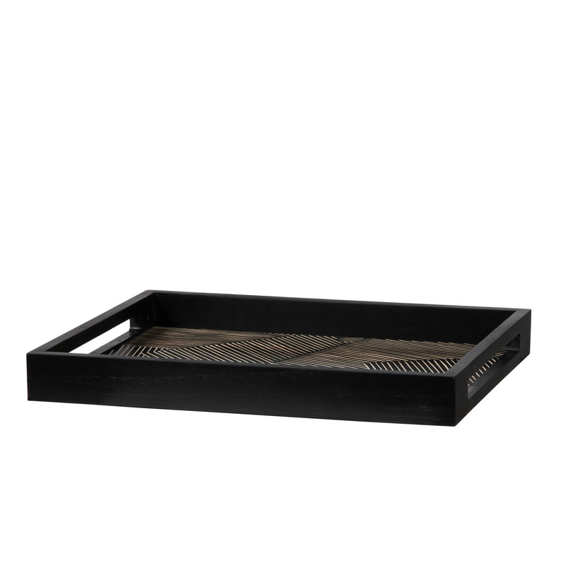 Hand-carved Wooden Tray/ Black Wooden Tray