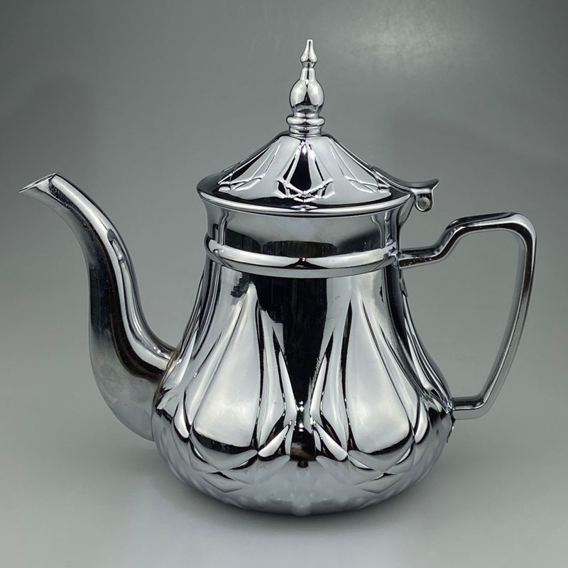 High quality Stainless steel Moroccan Coffee pot Metal Arabic Tea pot Chrome plated Gold Plated