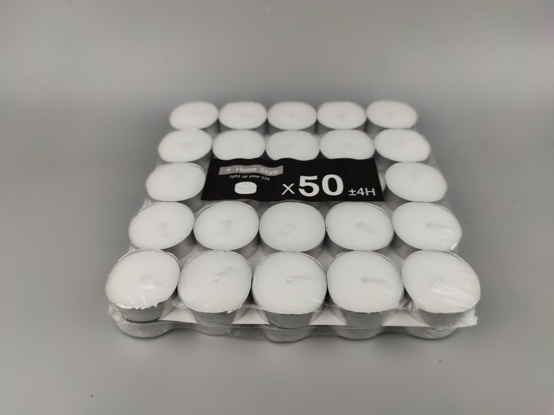 S/50 white tealights in aluminium cup