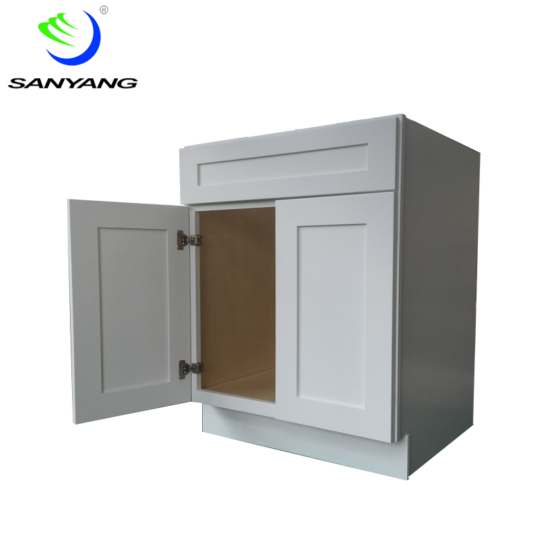 white shake solid wood kitchen cabinet