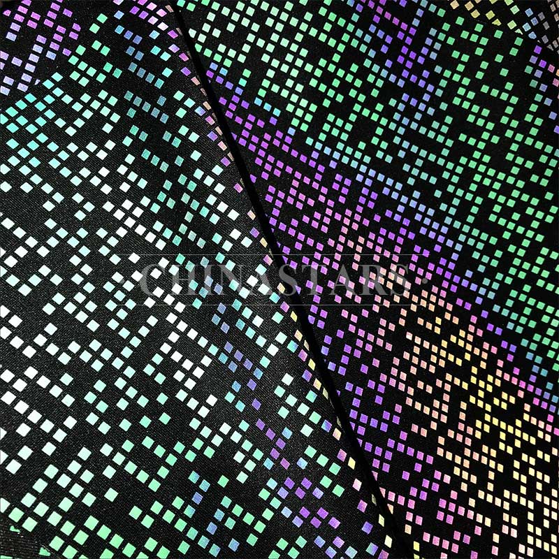 Wholesale customized design pattern rainbow colorful reflective printing fabric