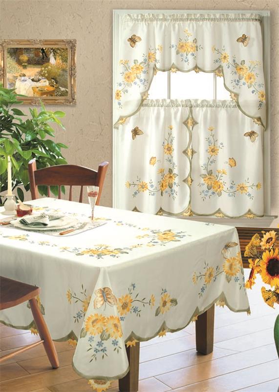 Air brushed kitchen curtain set