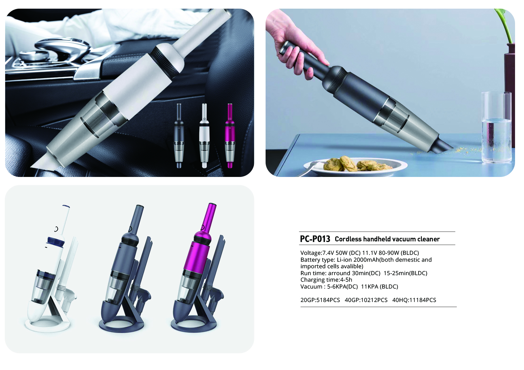 Cordless handheld vacuum cleaner PC-P013E