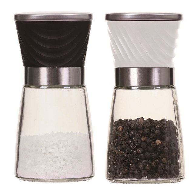 Sinoglass Set of two ceramic mechanism glass salt and pepper grinder
