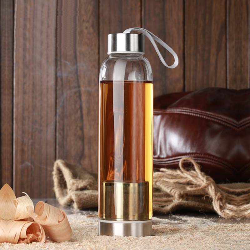 Eco-friendly glass water bottle with tea infuser