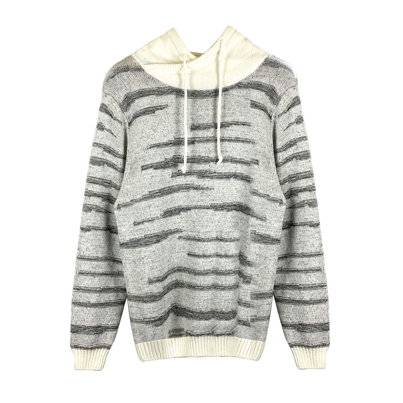 Men's Casual jacquard Turtleneck Pullover Sweater with hoody